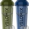 -2 Pack- 28 oz Protein Shaker Bottles for Protein Mixes - 2x Wire Whisk | Leak Proof Shaker Cups for Protein Shakes | Pre Workout Shaker Bottle | Shakers for Protein Shakes-Green&Blue