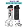 -2 Pack- 45 oz Protein Shaker Bottles for Protein Mixes - 2x Wire Whisk | Leak Proof Shaker Cups for Protein Shakes | Protein Shaker Bottle Pack | Shakers for Protein Shakes-Black&Transparent