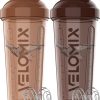 -2 Pack- 28 oz Protein Shaker Bottles for Protein Mixes - 2x Wire Whisk | Leak Proof Shaker Cups for Protein Shakes | Protein Shaker Bottle Pack | Shakers for Protein Shakes-Brown Colors