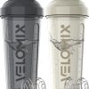 -2 Pack- 28 oz Protein Shaker Bottles for Protein Mixes - 2x Wire Whisk | Leak Proof Shaker Cups for Protein Shakes | Protein Shaker Bottle Pack | Shakers for Protein Shakes-Gray&White