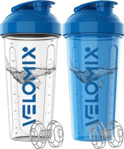 -2 Pack- 28 oz Protein Shaker Bottles for Protein Mixes - 2x Wire Whisk | Leak Proof Shaker Cups for Protein Shakes | Protein Shaker Bottle Pack | Shakers for Protein Shakes-Blue&Transparent